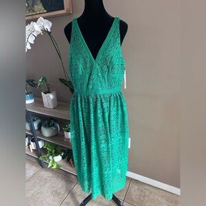 ANTONIO MELANI Emerald Lace Midi Dress